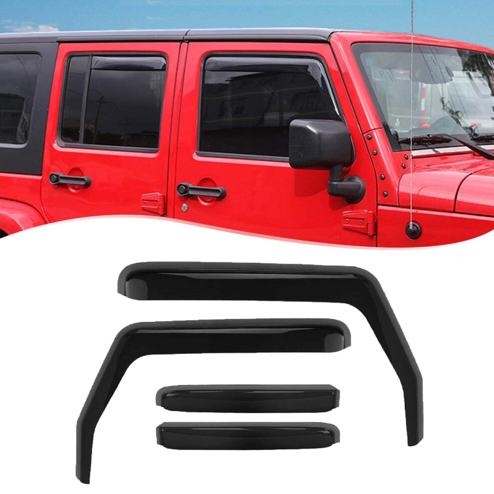 Rain Guards Inchannel Smoke Vent Visors For Jeep Wrangler Jk Jku 4Door 20072018 Dark 9339159635384