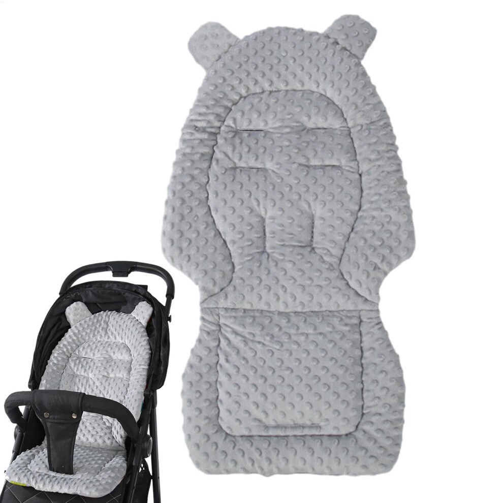 Stroller Liner Mat Thickened Reversible Baby Stroller Insert Breathable Cotton Pad For Pushchair Stroller Car Seat Gray
