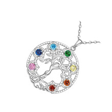 Elegant Trees Of Life Heart Moon Pendant Necklace Adjustable-2