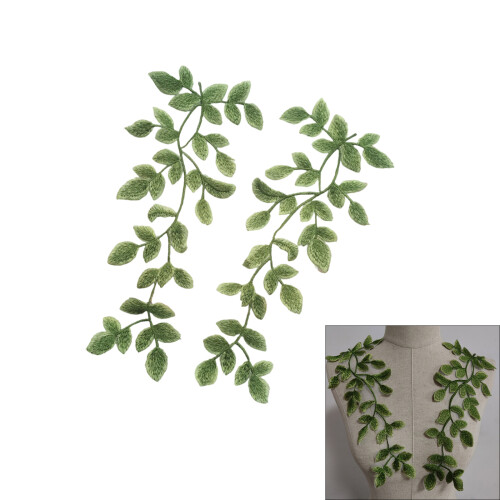 Patchs de couture verts, feuilles élégantes, feuillage, pour 1