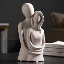Abstracte geliefdenbeelden, keramische paarsculpturen voor romantische woondecoratie, perfecte plankdecoratie met gezichtsloos mat oppervlak voor