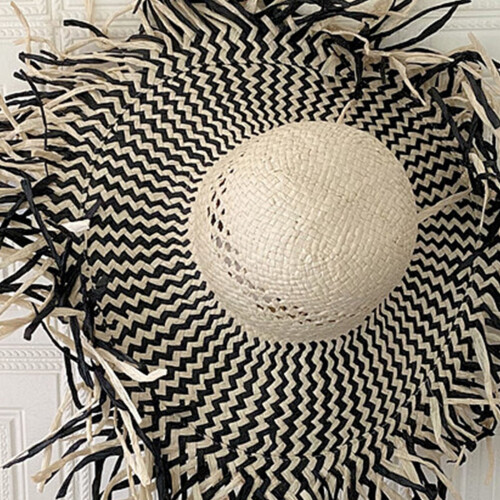 Oversized Straw Hat Beach Hat Handmade Sun Hat Decorative Woven 1