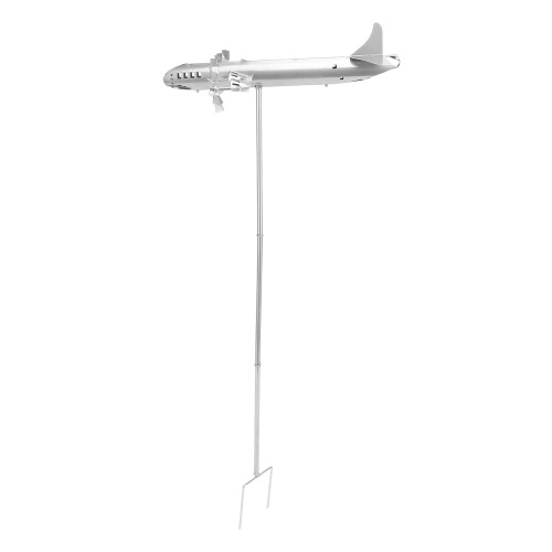 Flugzeug-Windmühle, silberfarben, Metall, 2