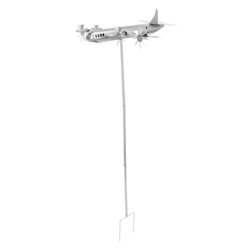 Flugzeug-Windmühle, silberfarben, Metall, 1