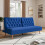 Living And Home Blue Upholstered Convertible Sofa Bed with Wood Leg 1
