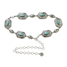 Metallic Embossed Waist Chain Turquoise Waist Chain Belt for