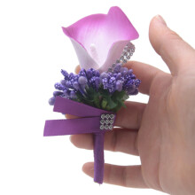 4Pcs Artificial Flower Corsage Boutonniere for Groom-Purple