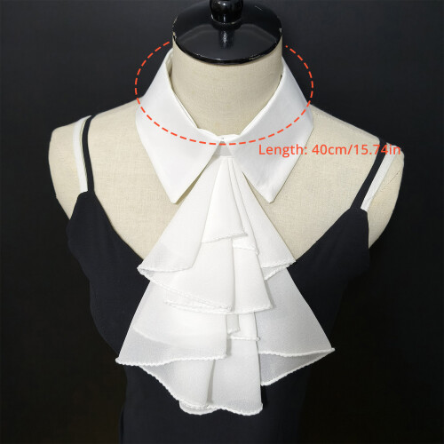 Victorian Lapel Faux Collar with Layer Ruffle Front Blouse 2