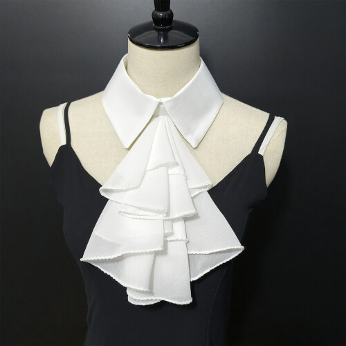 Victorian Lapel Faux Collar with Layer Ruffle Front Blouse 1