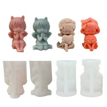 4x Flower Girl Molds Little Girl Candle Mould Silicone Molds