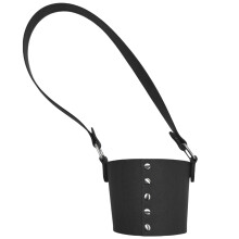Lederen handheld bekerhoes Outdoor draagbare-Zwart