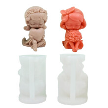 2 Pcs Little Girl Candle Molds Casting Molds Wishing-style B