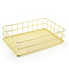 Stylish And Simple Storage Basket, Spacing Saving Organizing Bin With Golden Metal Wire For Neat Grocery Storage Across Various Locations Including De