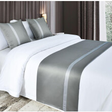 Bed Runner Rug For King Size Bed Grey Satin Silky Soft Slipcover 50x50cm With Core Decorative Scarf