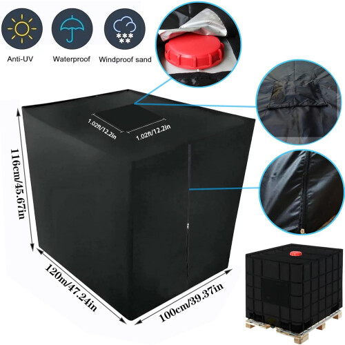 Κάλυμμα IBC Tote, εξωτερικό κάλυμμα αποθήκευσης νερού για 275 γαλόνια, ύφασμα Oxford που 1