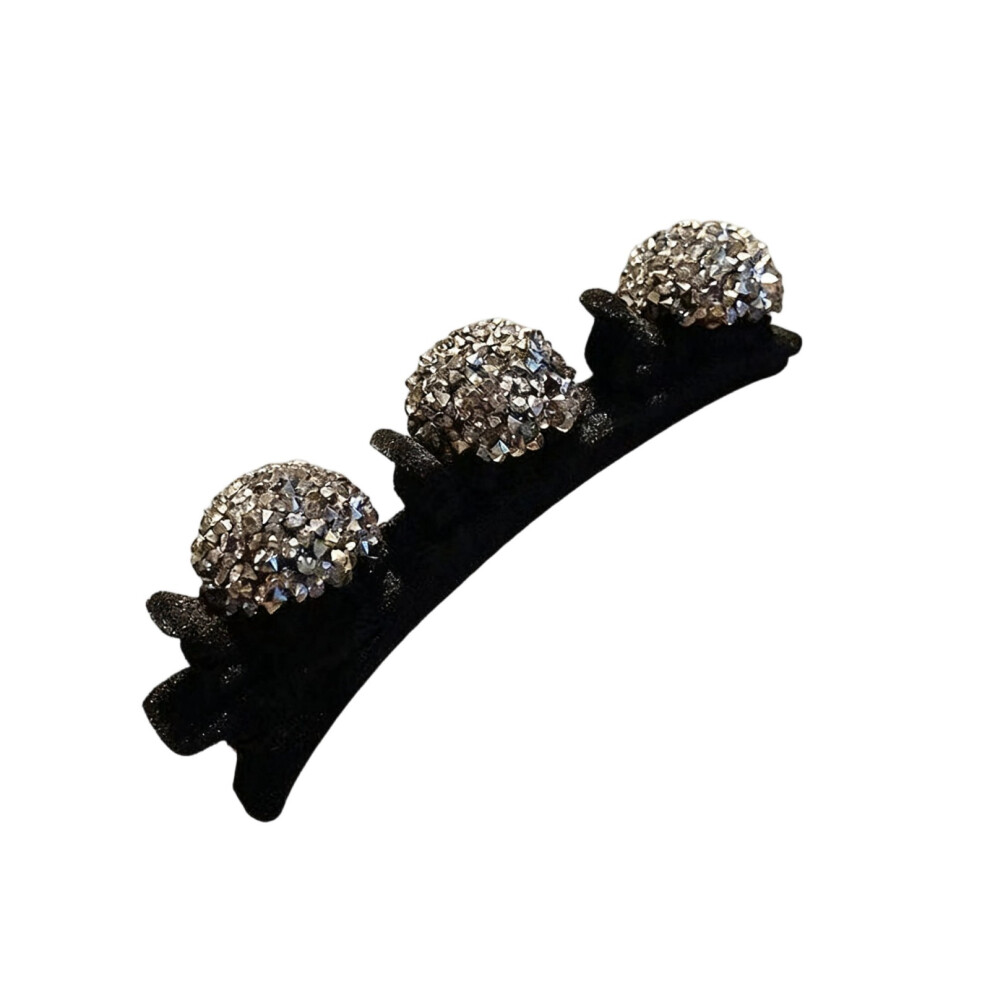 Black Braided Hair Clip With Multi-Layer Hollow Forehead Clip