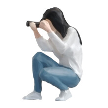 Figurine de photographe modèle 1:64, figurine-fille accroupie