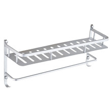 Innovative, korbförmige Badezimmerablagen, wandmontierte Duschablage mit Handtuchhalter und Haken, Aluminiumlegierung, platzsparend, 90 faltbar