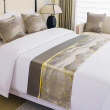 Bed Runner Rug Grey 50x260cm for King Size Bed, Rounded Patchwork End Scarves, Matching Cushions, Home Decor
