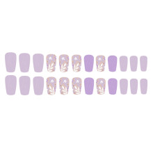 Faux ongles carrés à pression, 24 pièces, artificiels, colle sur