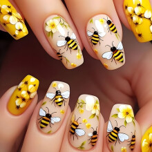 24 Stück Blumen zum Aufdrücken von Nägeln, Maniküre, Nagelkunst,