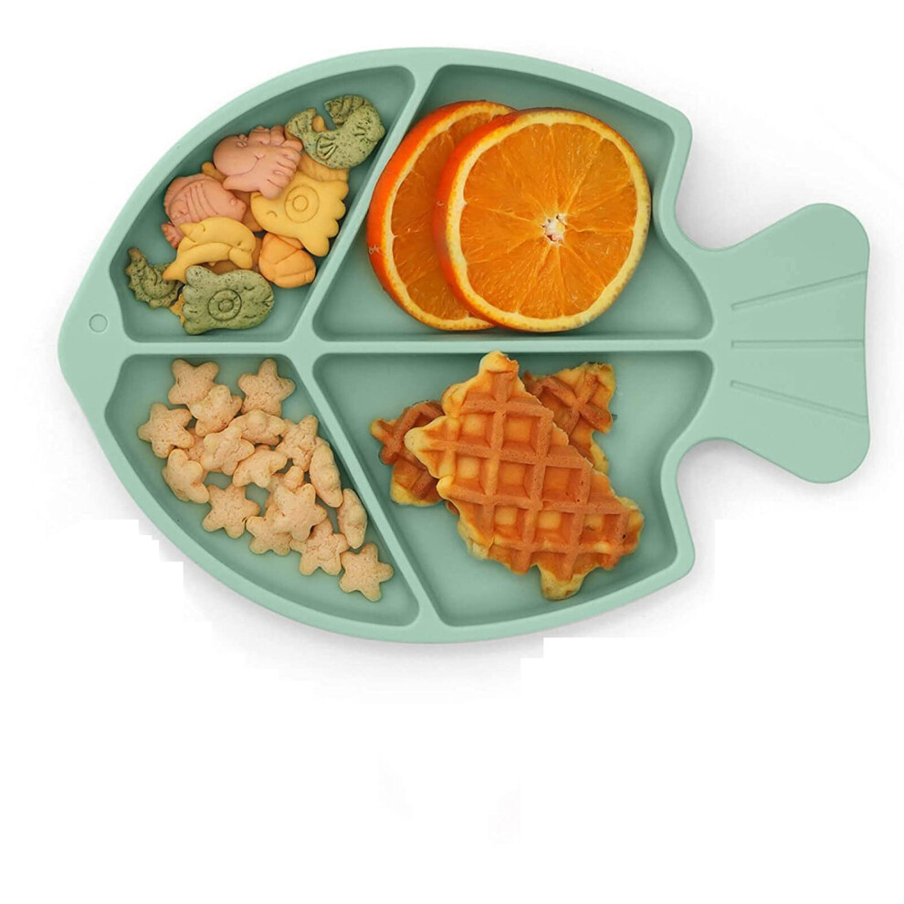 Easy-Reach Design Silicone Baby Plate, Bpa Free Compact And Lightweight, Unbreakable Non-Skid Surface Microwave Safe Dishwasher Safe, Perfect For Baby