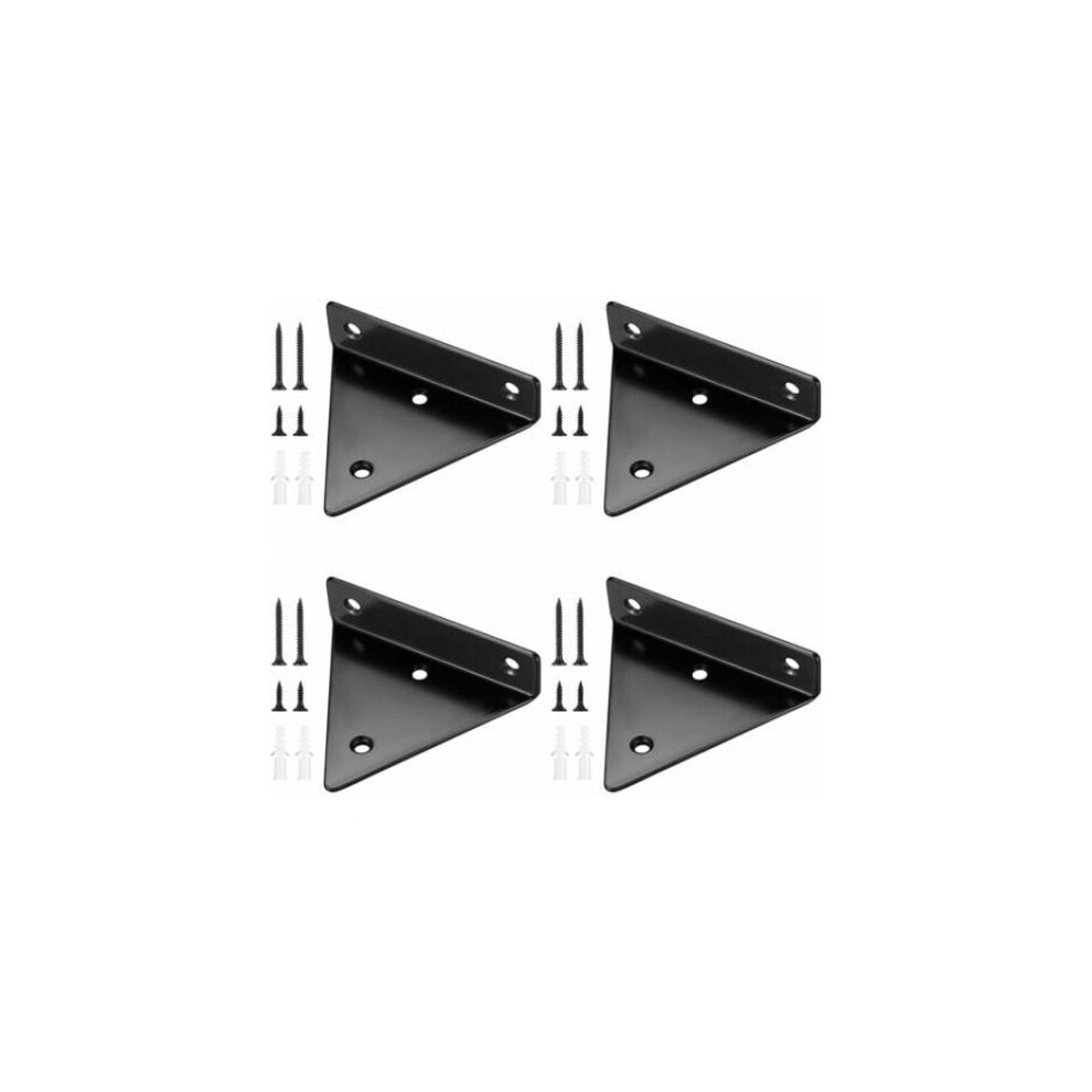 Floating Shelf Brackets For Home Decor, Unique Triangle Design, High-Quality Metal Iron, Corrosion Resistance, Heavy Duty Hidden Support (4 Piece Set) 9466005976510