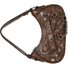 Functional PU Underarm Bag Rivet Shoulder Bags Casual-brown