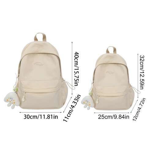 Solid Color Backpack for Women Korean Styles Backpack-Black L 1
