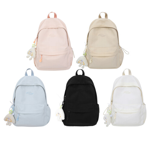 Solid Color Backpack for Women Korean Styles Backpack-Black L 2