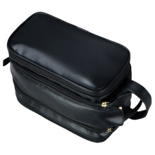 Elegant Travel Makeup Organizer Toiletry Bag PU Leather-Black