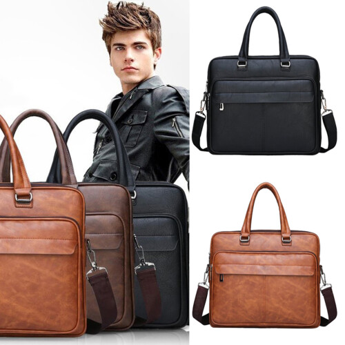 Leather Notebook Bag Splashproof Computer Bag Portfolio-brown 2