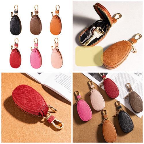 Simple Solid Car Key Wallets Compact and Portable for-Burgundy 2