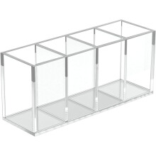 Stiftehalter für den Schreibtisch im Homeoffice, robuster, transparenter Stiftehalter aus Acryl, ideal auch für Schulmaterialien