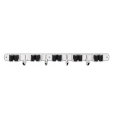Metal Wall Hook Rack With 5 Clamps 4 Hook Garage-Black color
