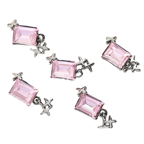 5pcs Eye catching Rectangular Nail Ornaments DIY Art-Pink