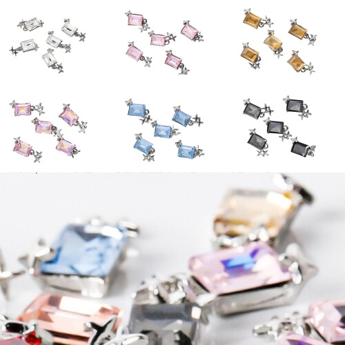 5pcs Eye catching Rectangular Nail Ornaments DIY Art-Pink 2