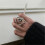 Open ring meerdere maten artistiek getextureerd-witte diamant. 5