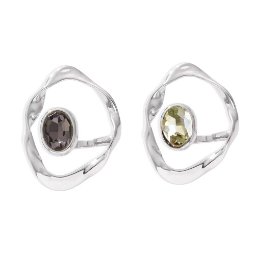 Open ring meerdere maten artistiek getextureerd-witte diamant. 1