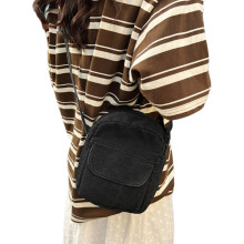 Simple Washed Denims Crossbody Bag Convenient Small-Black