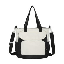 Nylon School Handbag Contrast Color Shoulder Bag Large-style2