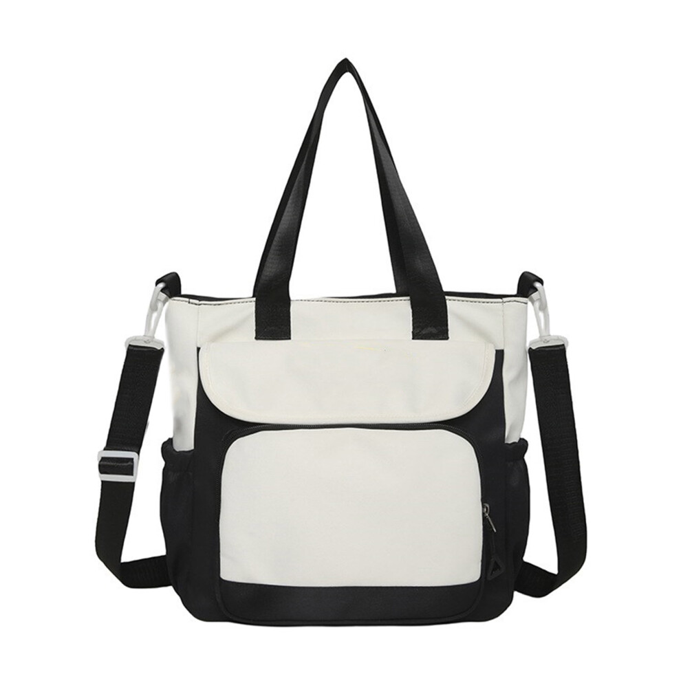 Nylon School Handbag Contrast Color Shoulder Bag Large-style2