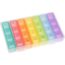 Pillenorganizer op recept, ultraduurzaam en draagbaar, weekpillendoosje met kleurgecodeerde vakjes voor eenvoudige planning.
