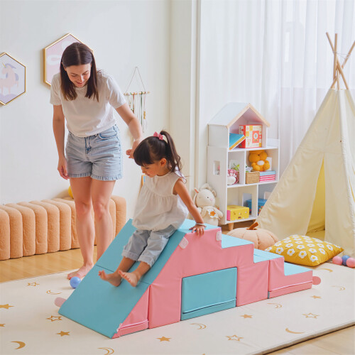 HOMCOM 2-piece Soft Play Set Baby Foam Climber Block Toy Toddler 1-3 Years