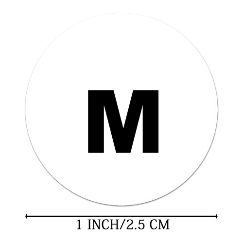 Αυτοκόλλητα μεγέθους ρούχων που ξεκολλάνε εύκολα, στρογγυλές αυτοκόλλητες 1
