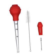 Silicone Set, 4Piece, Oil Drip Pump, Seasoning Tube, Barbecue Tool, Cleaning Brush For Cooking