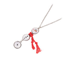 Lovely Snowman Button Necklace for Women-Red rope snowman