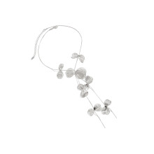 Long Layering Leaf Pendant Necklace Modern Kpop-white king