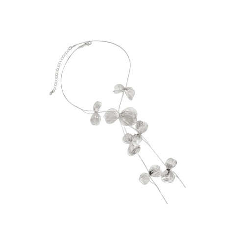 Long Layering Leaf Pendant Necklace Modern Kpop-white king
