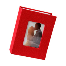 Photo Album 4x6 with 100 Pocket Fabric Linen-Red 6 inches 100